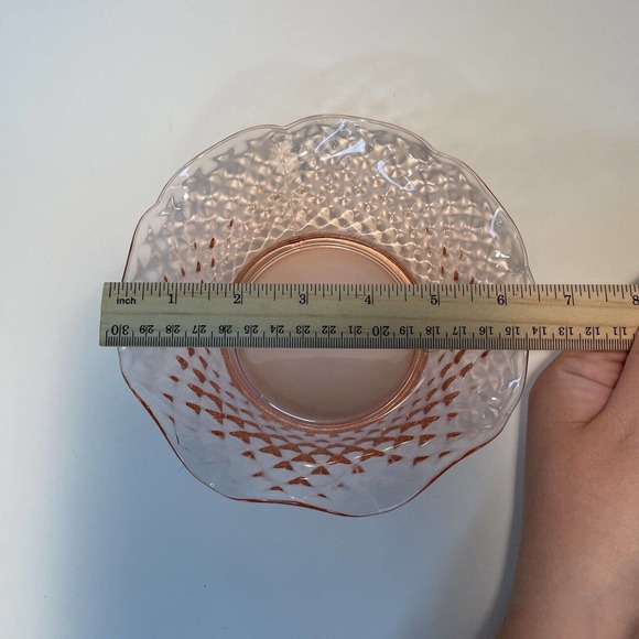 Vintage Imperial Glass Co Pink Scalloped Diamond Quilt Glass Bowl - Picture 7 of 7